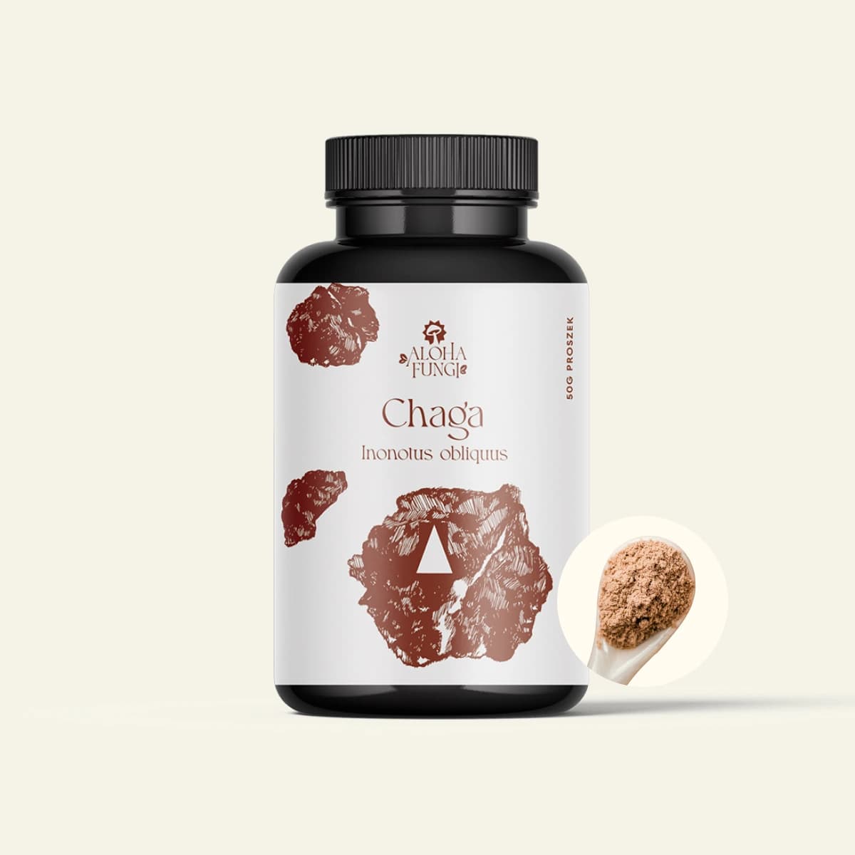 Chaga Proszki · LONGEVITY, opakowanie produktu Aloha Fungi