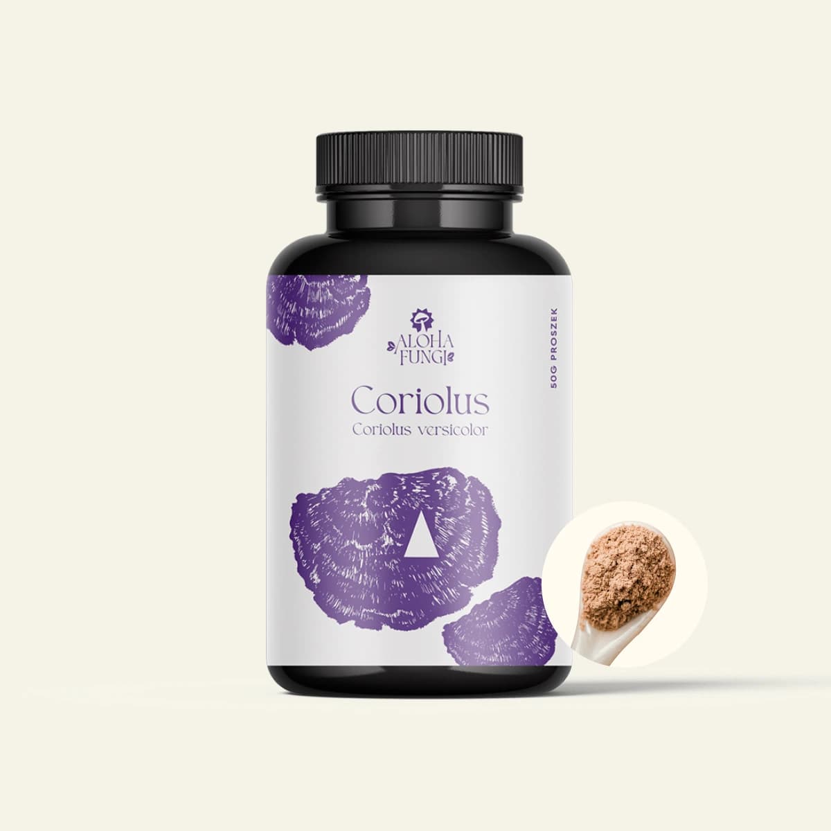 Coriolus Proszki · LONGEVITY, opakowanie produktu Aloha Fungi