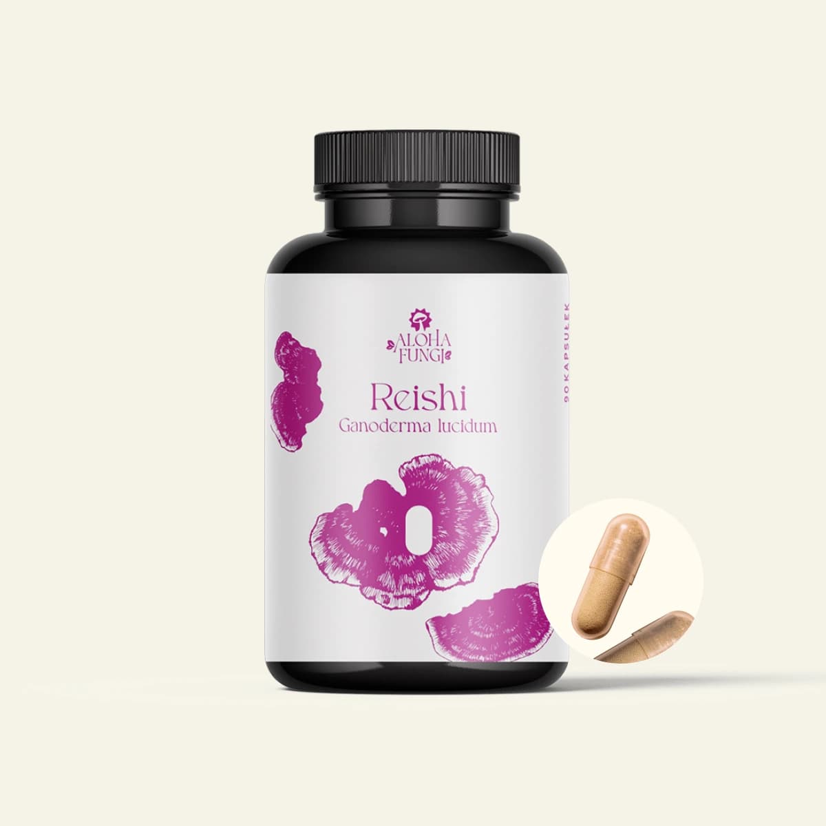 Reishi Kapsułki · LONGEVITY, opakowanie produktu Aloha Fungi